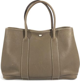 Herm&egrave;s Garden Gray Negonda Leather Handbag Shoulder Bag Tote Bag (Pre-Owned)