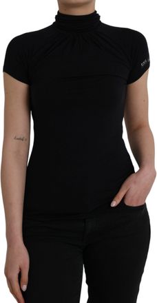 Costume National Turtleneck Viscose Short Sleeve Womens Top