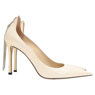 Jimmy Choo London Spruce Crystal Chandelier Pumps in Ivory Patent Leather