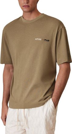 Reiss Brava Washed Sunset Linen-Blend T-Shirt