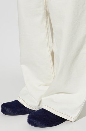 Marni Fur Slides, Mens, Navy Blue