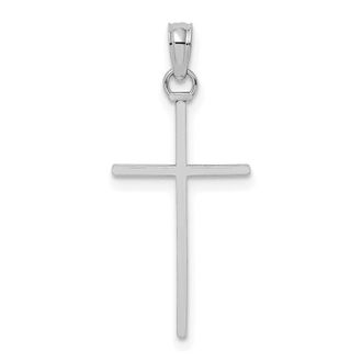 Diamond2Deal 14K Gold 3-D and Polished Stick Cross Charm Pendant