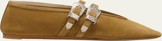 Le Monde Beryl Claudia Suede Western Buckle Ballerina Flats