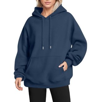 Generic Clearance Bargains Lightening Deals Oversized Sweatshirt Women Womens Solid Color Plush And Thick Sleeves Long Sleeved Hooded Sweater Womens Autumn An