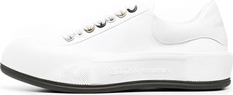 Alexander McQueen (WMNS) Alexander McQueen Deck Skate Plimsoll Lace Up White Metallic 654593W4MVR9549