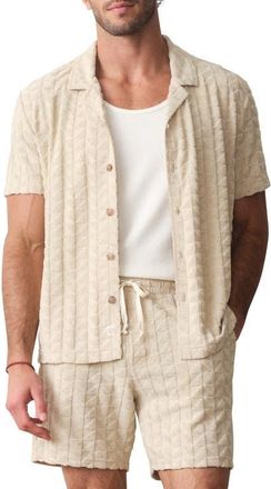 Marine Layer Leo Terry Button-Up Camp Shirt in Natural Geo at Nordstrom, Size Xx-Large