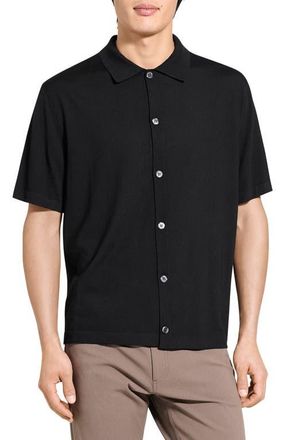 Theory Button-Down in Regal Wool Button-Up Shirt in Black - 001 at Nordstrom, Size Xx-Large