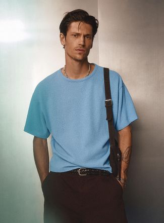 Le 31 Mens Crepe knit T-shirt Oversized fit
