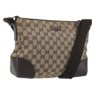 Gucci Pre-owned Vintage GG Canvas Shoulder Bag - Dames - Pre-owned - Bruin - Maat: ONE Size Leer