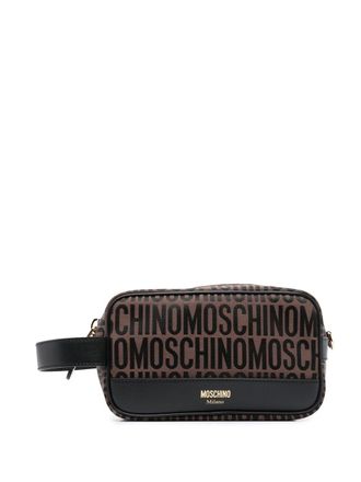 Moschino Trousse make up con logo jacquard - Marrone