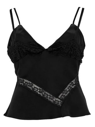 Msgm Neutrals Lace Trim Flared Camisole Tank Top