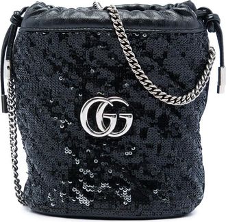 Gucci Pre-owned Gucci Small GG Marmont Sequined Diagonal Matelasse Calfskin Bucket Bag Ladies 5OPM59WODTUZB425