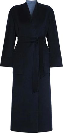 Max Mara Jassen, Dames, Blauw, S, Wol, Omkeerbare omslagjas