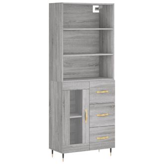 Berkfield Home Highboard Grey Sonoma 69.5x34x180 cm Engineered Wood
