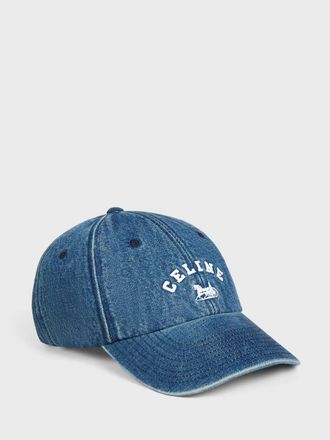 Celine Cappello in denim di cotone con logo ricamato