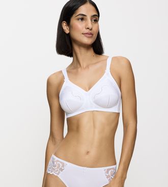 Triumph B&uuml;gelloser BH TRIUMPH Doreen + Cotton 01 N, Damen, Gr. 100, Cup D, weiss (wei&szlig;), Microtouch, Obermaterial: 35% Polyester, 29% Polyamid, 22% Baumwolle,