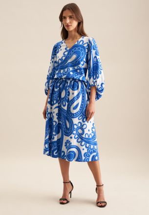 Seidensticker Midirock SEIDENSTICKER Schwarze Rose, Damen, Gr. 34, blau, 65% Baumwolle, 35% Leinen, Paisley, normal, R&ouml;cke Midirock