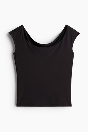 H&M Shirt mit Ballerina-Ausschnitt - Schwarz