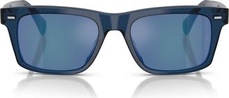 Oliver Peoples x Roger Federer Mr. Federer 55mm Polarized Rectangular Sunglasses in Ash Blue /Marine Flash Mirror at Nordstrom