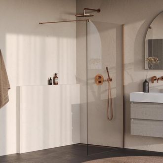 Marcel Breuer Oblivion Inloopdouche - 100x200cm - glascoating - helder glas - geborsteld koper PVD