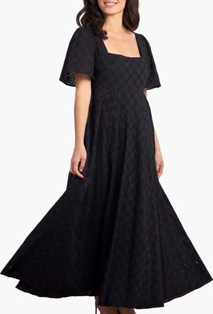 Needle & Thread Marisol Cotton Broderie Ankle Gown in Jet Black at Nordstrom, Size 12
