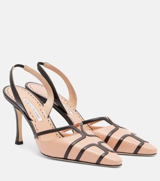Manolo Blahnik Sarto 90 leather slingback pumps
