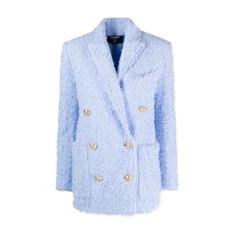 Balmain Blazer de Tweed de 6 Botones - Jackets - Mujer - Azul - XL