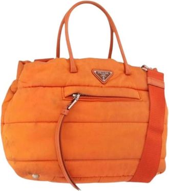 Prada Pre-owned Handbags, female, Orange, Size: ONE SIZE Pre-owned Vintage Nylon Hand Bag