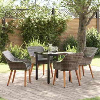 vidaXL Conjunto De Comedor De Jard&iacute;n 5 Pcs Gris Rat&aacute;n Sint&eacute;tico Vidaxl