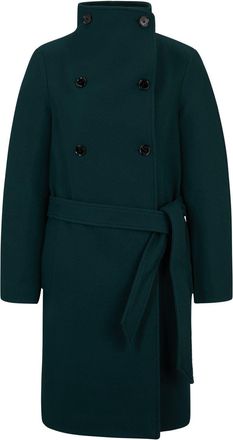 HUGO BOSS Womens Cedandy1 Solid Patterned Over Coat in Dark Green - Size 14 UK