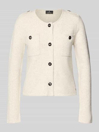 Monari Strickjacke mit Brusttaschen in Stein Melange, Größe 34