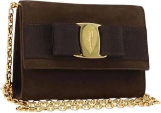 Ferragamo Pre-owned Cross Body Bags, female, Brown, Size: ONE SIZE Pre-owned Suede Shoulder Bag