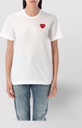 Comme Des Gar&ccedil;ons heart rhinestone t-shirt crew neck