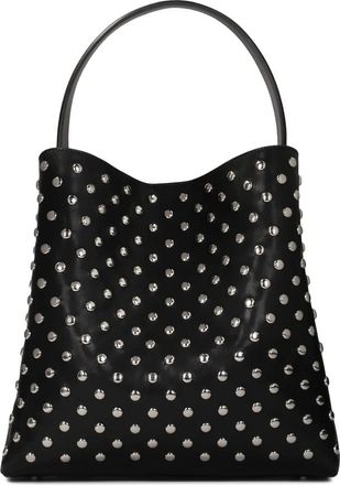 Kazar Zwarte leren handtas versierd met ronde klinknagels - Dames - Handtassen - Zwart - ONE Size - Leer - Tassen