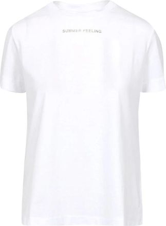 Max Mara Witte Katoenen Jersey Crew Neck T-shirt - Dames - T-shirts - Wit - L - Katoen - Tops