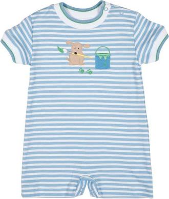 Florence Eiseman Stripe Knit Shortall With Painting Dog in Blue/white at Nordstrom, Size 18M