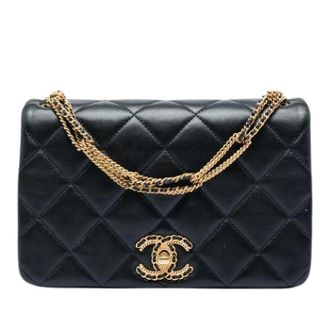 Chanel Pre-owned Leather chanel-bags - Dames - Pre-owned - Zwart - Maat: ONE Size Leer