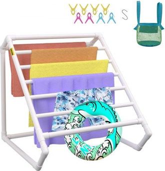 OEM Handtuchst&auml;nder Handtuchhalter Mit 8 Handtuchstangen Freistehend, Spa Schwimmb&auml;der Handtuchhalter 138 X 138 X 140 Cm Wei&szlig; Tragkraft 30 Kg, Pvc Handtuc