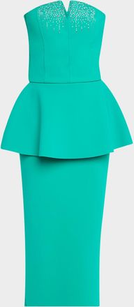 La Petite Robe Di Chiara Boni Strapless Stud-Embellished Peplum Midi Dress