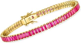 RS Pure by Ross-Simons 10.00 Lab-Grown Ruby Tennis Bracelet in 18kt Gold Over Sterling