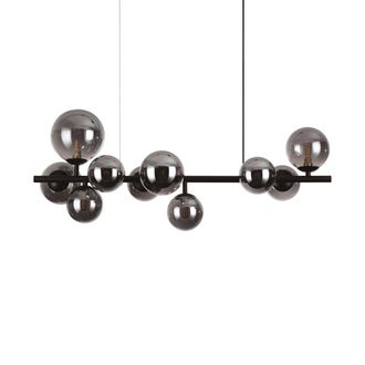 Netlighting Perlage 10 Light Linear Globe Pendant Ceiling Light Black