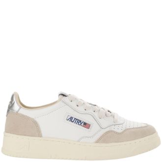 Autry Leather Sneakers With Suede Inserts And Contoured Design