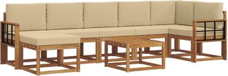 vidaXL Conjunto De Sof&aacute;s De Exterior 8 Uds. Natural Y Beige Vidaxl