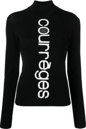 Courr&egrave;ges Black Logo Sweater