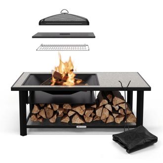 Blumfeldt Blumfeldt Merano Avanzato L - Braciere 3 in 1 con funzione grill, utilizzabile come tavolo, 122 x 87 cm