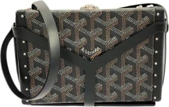 Goyard Pre-owned Minodi&egrave;re Gecoat Canvas Kalfsleren Schoudertas - Dames - Vintage Schoudertas - Zwart - ONE Size - Leer - Vintage