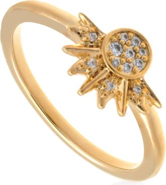 Pandora Celestial 14k Gold-Plated Sparkling Sun Ring, Size 52