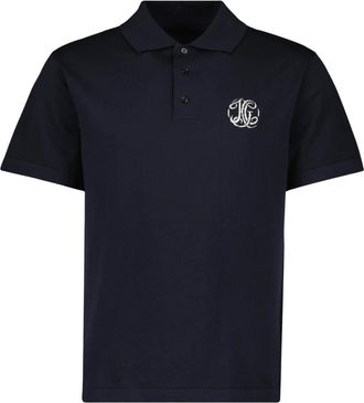 Givenchy Tops, Heren, Blauw, S, Katoen, Geborduurde polo shirt