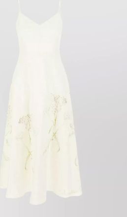 Alberta Ferretti linen dress a line floral spaghetti straps