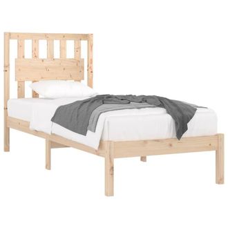 Berkfield Home Beautiful Bed Frame Solid Wood Pine 90x200 cm in Light Tan